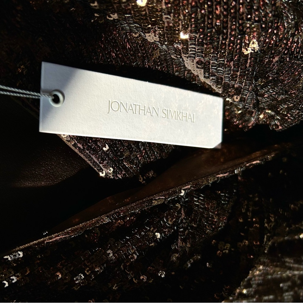 Jonathan Simkhai - Brown Monty Wrap Sequined Mini Dress - Picture 12 of 16